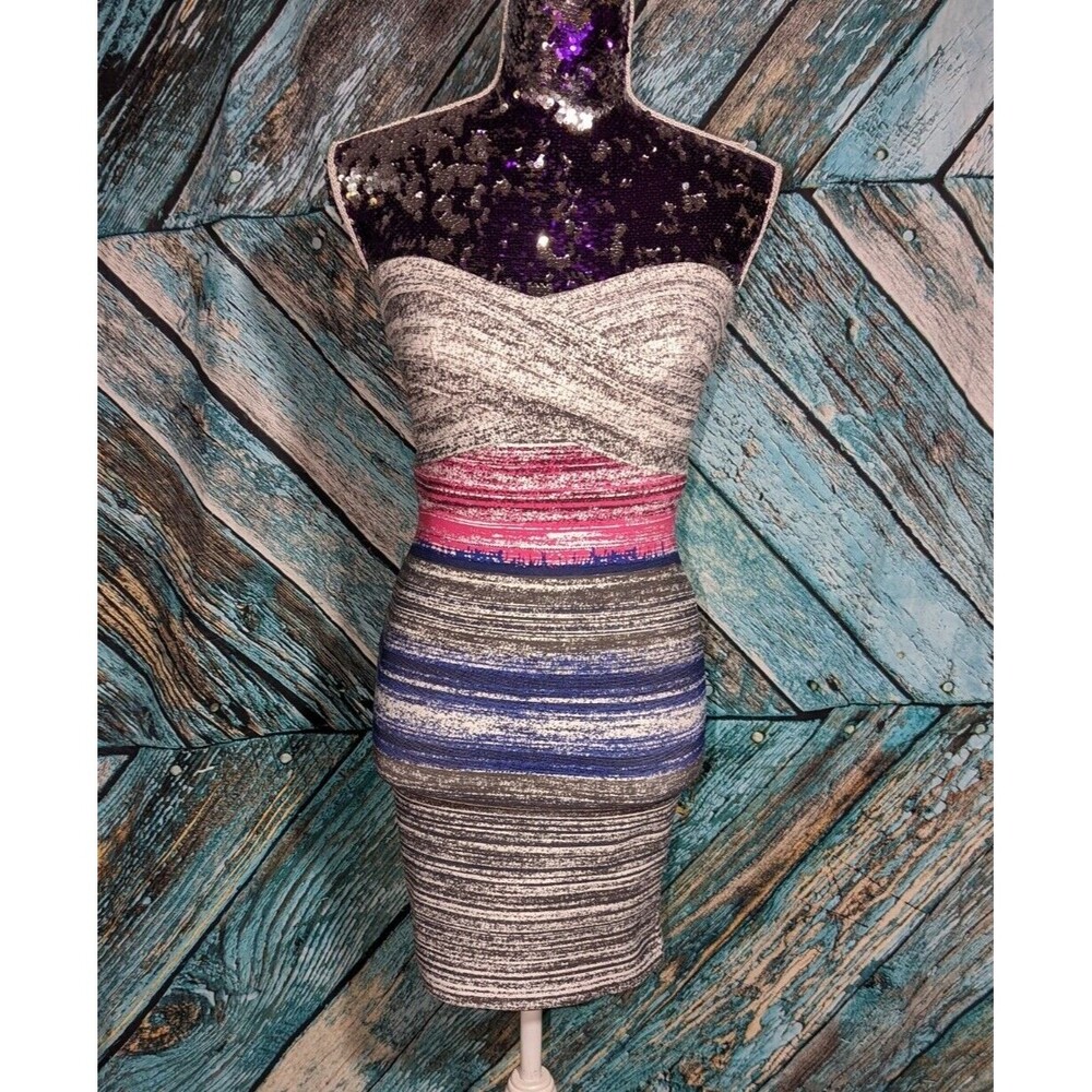 Aqua Medium Multicolored Bodycon Stretch Band Mini Dress Bloomingdales